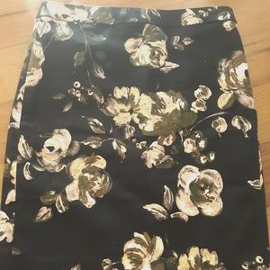 J. Crew Factory Pencil Skirt Black Painterly Floral Watercolor Women’s 6